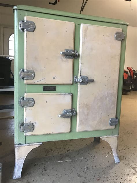 vintage metal ice box ebay|old ice box refrigerators 1930s.